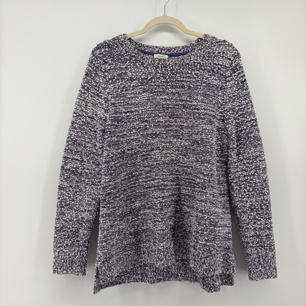 Pure Jill Womens Medium Purple Marled Popcorn Knit Crew Neck Pullover Sweater‎
